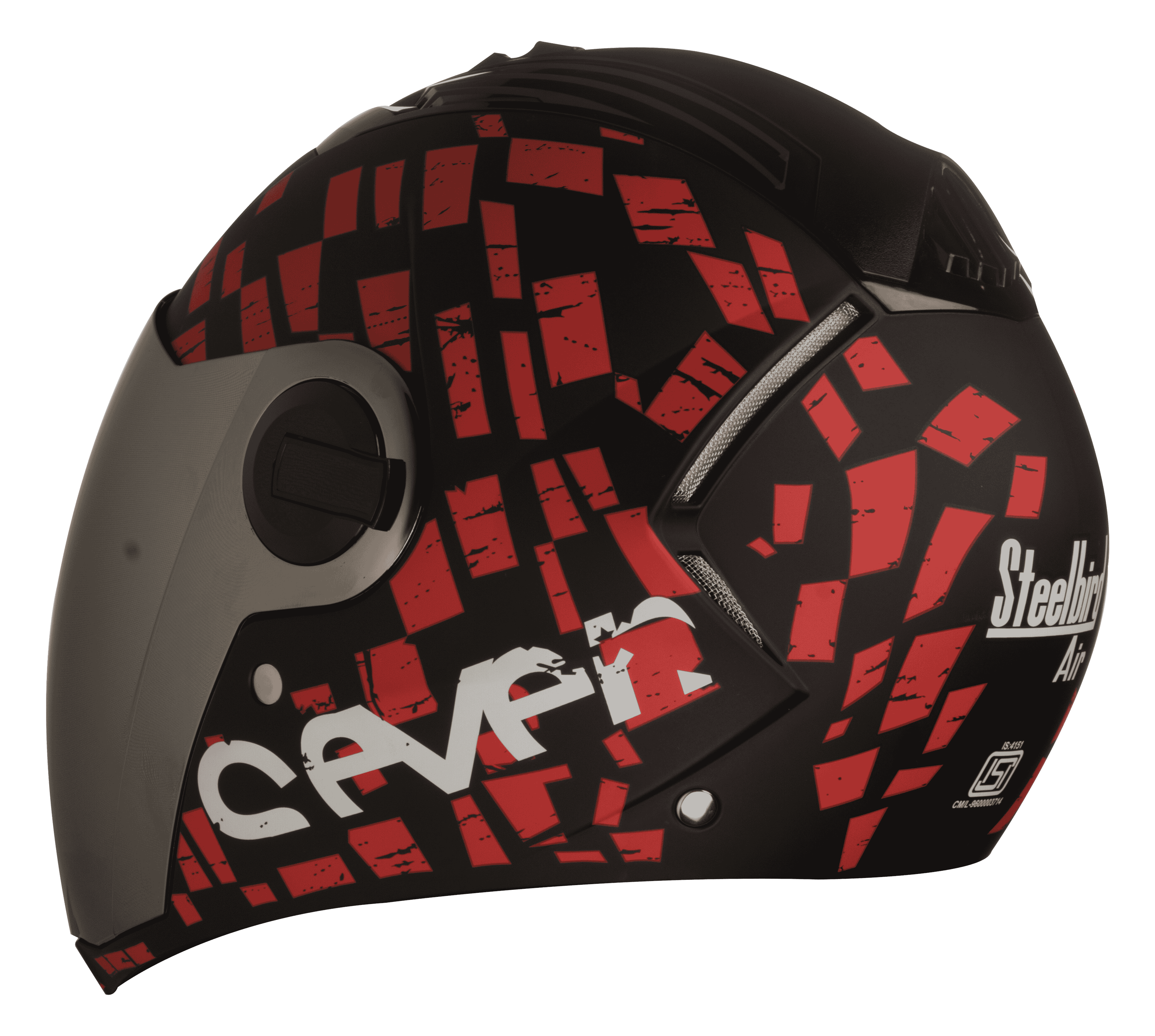 SBA-2 Seven Mat Black With Red ( Fitted With Clear Visor  Extra Silver Chrome Visor Free)